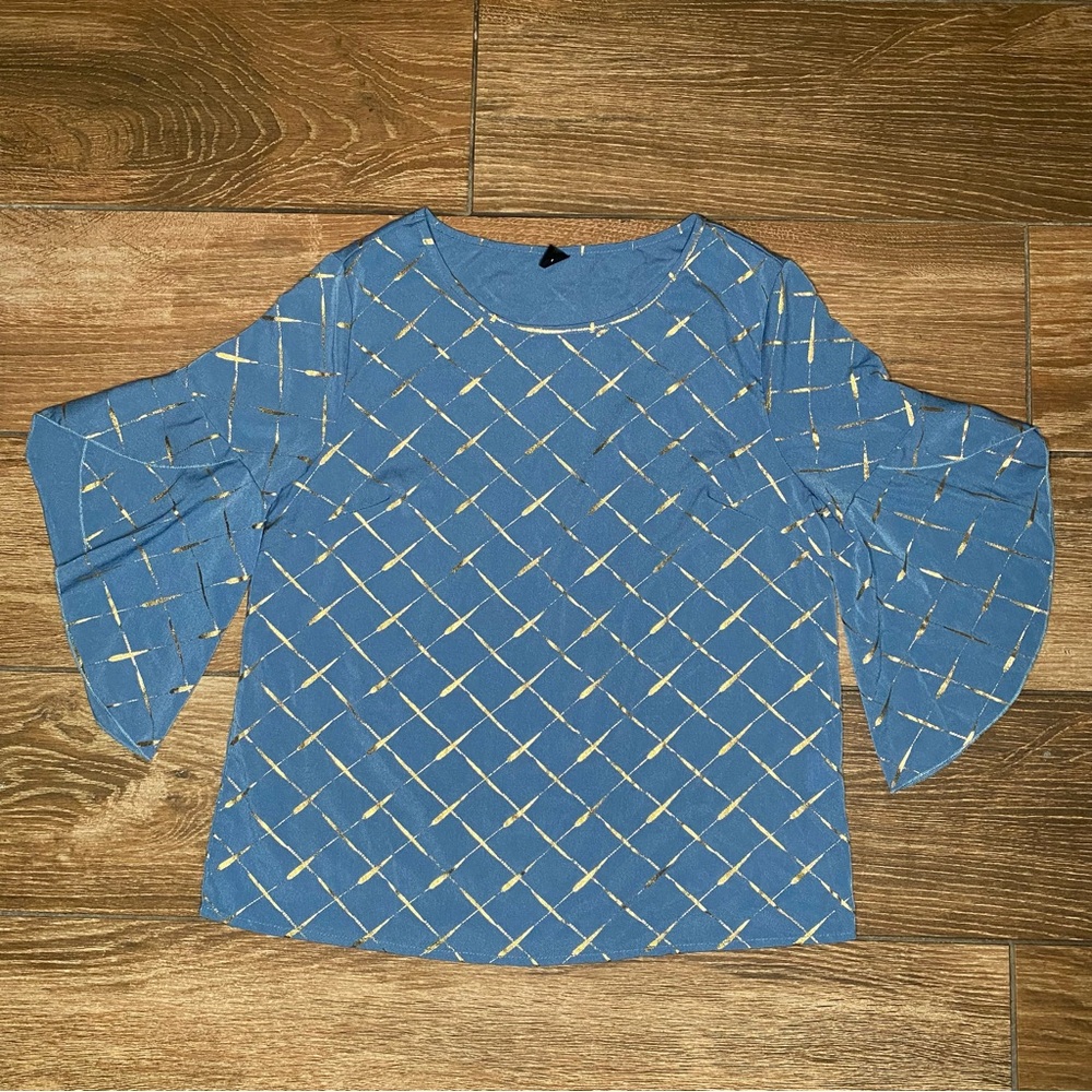 💎Blue and Gold Diamond Blouse💎 || SHEIN